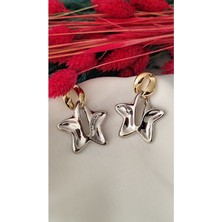 Yıldız Metal Silver Gold Silver Küpe