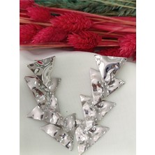 Piramit Sarkıt Metal Silver Küpe