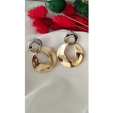 Çift Halka  Metal Gold Küpe