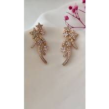 Zirkon Sarkıt Metal Gold Küpe