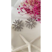 Yıldız Saçaklı Metal Silver Küpe
