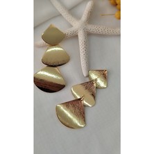 Üçgen Sarkıt Metal Gold Küpe