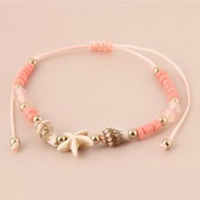 Denız Yıldız Pembe Boncuklu Halhal ve Bileklik