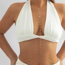 Gold Zincir Kırık Taşlı Boyun Bel Vücut Aksesuarı