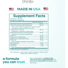 Thinbi Nad  8457   mg Extra Strength, Green Tea + Astaxanthin For Women & Men, Resveratrol, COQ10, Alpha Lipoic Acid – Energy Antı-Agıng,cell Regeneration  60 Capsul.abd Menşei