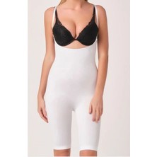 Yeni Sezon Toparlayıcı Kaymaz Vücut Şekillendirici Rahat Beyaz Kadın Paçalı Boy Dikişsiz Korse