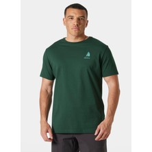 Helly Hansen HHA.54601_HELLY Hansen Shorelıne T- Yeşil Bisiklet Yaka Normal Düz Erkek T-Shirt
