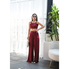 Gıronda Keten Gi̇peli̇ Crop ve Pantolon Iki̇li̇ Takim