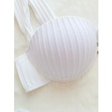 Beyaz Kalın Askı Detaylı Bikini Takımı
