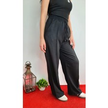 Keten Karımşımlı Bol Paça Beli Lastikli Pantolon