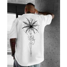 Palmiye Baskılı Özel Tasarım Oversize Tshirt