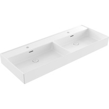 Bocchi Milano Tezgah Üstü Çift Gözlü Lavabo 120 cm Beyaz 1393-001-0132