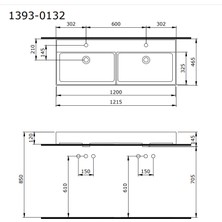 Bocchi Milano Tezgah Üstü Çift Gözlü Lavabo 120 cm Beyaz 1393-001-0132