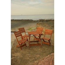 4+1 Bistro Set Mindersiz Ahşap Masa Sandelye Takım