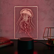 Denizanası ^3d Gece Lambası. 16 Renk + Dokunmatik ve Uzaktan Kumandalı Işık. Hediye Olarak Mükemmeldir.