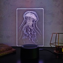 Denizanası ^3d Gece Lambası. 16 Renk + Dokunmatik ve Uzaktan Kumandalı Işık. Hediye Olarak Mükemmeldir.
