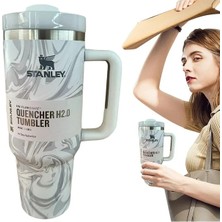 Stanley Quencher Pipetli Termos Bardak 1.18 Lt Açık Mavi Desenlı