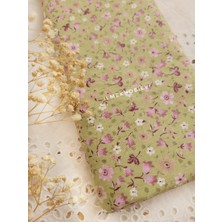 ilmekhobievi Poplin Kumaş Lale Desen Yeşil Renk  Cotton 50*170  cm  (1 Prç)