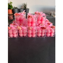 Bebek Hediyelik Mevlit Baby Shower Için Mika Kutuda Pembe Mum 10'lu