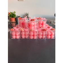 Bebek Hediyelik Mevlit Baby Shower Için Mika Kutuda Pembe Mum 10'lu