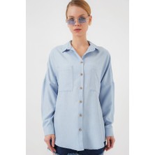 Alinn Butikk 20126 Oversize Keten Gömlek - Mavi