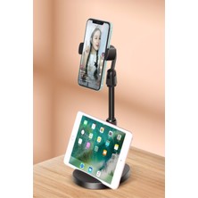 Masa Üstü Tablet ve Telefon Tutucu Plastik Aparat Siyah Telefon Standı