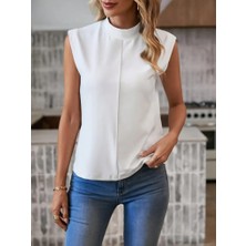 Ag Shoppings Kadın Kısa Reglan Kollu Yarı Balıkçı Yaka Ithal Krep Bluz