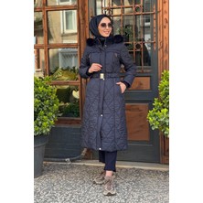 Kayra Fermuar Detaylı Kapitoneli Anorak Mont KA-A24-27309 Koyu Lacivert