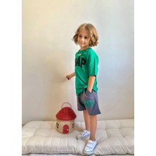 Sacro Kids Punch Işlemeli Gap Baskılı Şort-Tişört Yazlık Erkek Çocuk Takım