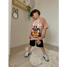 Sacro Kids Yarış Arabası Baskılı  Şort-Tişört Yazlık Erkek Çocuk Takım