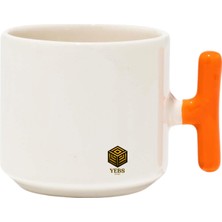 Yebs Design ,Tasarım Argo Penguen Çift Kupa Bardak ,Turuncu T Kulp Mug, Özel Seramik Bardak , Kişiselleştirilmiş Hediye