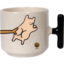 Yebs Design ,Tasarım Sevimli Çift Kupa Bardak ,Siyah T Kulp Mug, Özel Seramik Bardak , Kişiselleştirilmiş Hediye