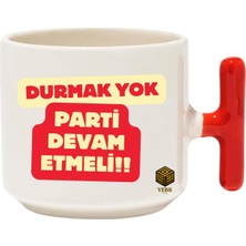 Yebs Design ,Tasarım Let'S Party Kupa Bardak ,Kırmızı T Kulp Mug, Özel Seramik Bardak , Kişiselleştirilmiş Hediye