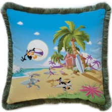 Looney Tunes Team Kadife Yastık (Warner Bros Lisanslı, Uluslararası Yıkama ve Solmama Sertifikası)