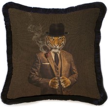 Mr. Tiger Kadife Yastık/kırlent (Dolgu Boncuk Elyaf Uluslararası Yıkama ve Solmama Sertifikası)