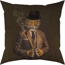 Mr. Tiger Kadife Yastık/kırlent (Dolgu Boncuk Elyaf Uluslararası Yıkama ve Solmama Sertifikası)