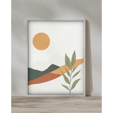 Modern Minimalist Gün Batımı Manzaralı Dijital Poster - Boho Stil Duvar Sanatı