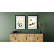 Modern Minimalist Gün Batımı Manzaralı Dijital Poster - Boho Stil Duvar Sanatı