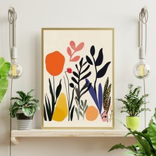 Modern Boho Botanik Dijital Poster – Renkli Soyut Çiçekler ve Yapraklar