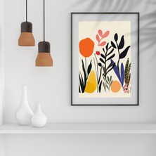 Modern Boho Botanik Dijital Poster – Renkli Soyut Çiçekler ve Yapraklar