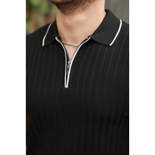 Aruz Moda Erkek Fermuarlı Yakalı Kısa Kollu T-Shirt