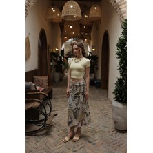 Alinn Butikk Desenli Viskon Etek - Gri