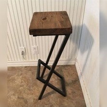 Doğal Ahşap Endüstriyel Bar Sandalyesi