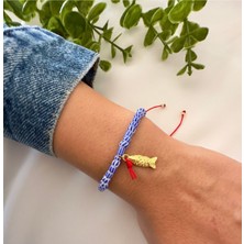 Mavi Çizgili Balık Cam Boncuk Bileklik