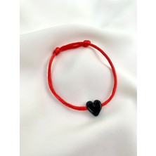 Murano Cam Boncuk Siyah Kalp Bileklik