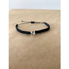 Tektaş Makrome Örgü Ip Bileklik (Siyah)