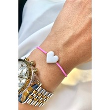 Murano Pembe Kalp Bileklik