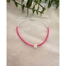 Kırmızı Pembe Beyaz Sedef Kalp Bileklik