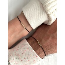 Ikili Siyah Dorika Top Sevgili Bilekliği