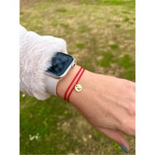 Harfli Kırmızı Ip Bileklik